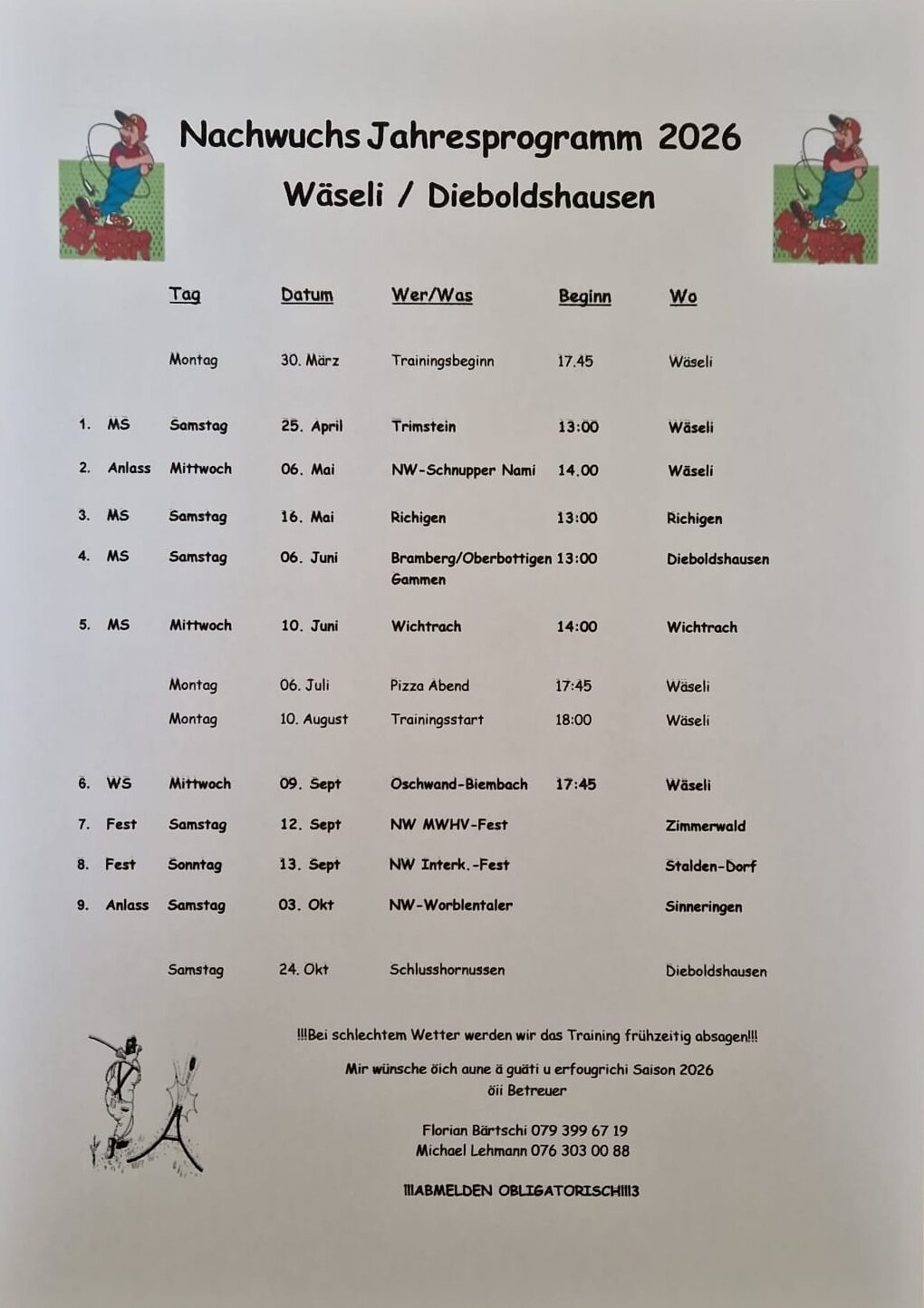Jahresprogramm Nachwuchs